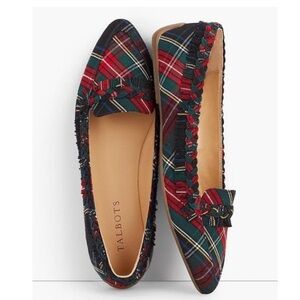 Talbots Francesca Driving Loafers Tartan Plaid Green Red Size 8.5